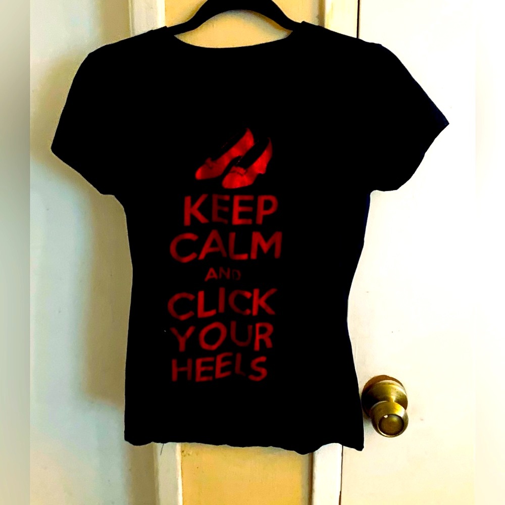 Wizard of Oz/Keep Calm and Click your heels top sz Lge.(juniors)